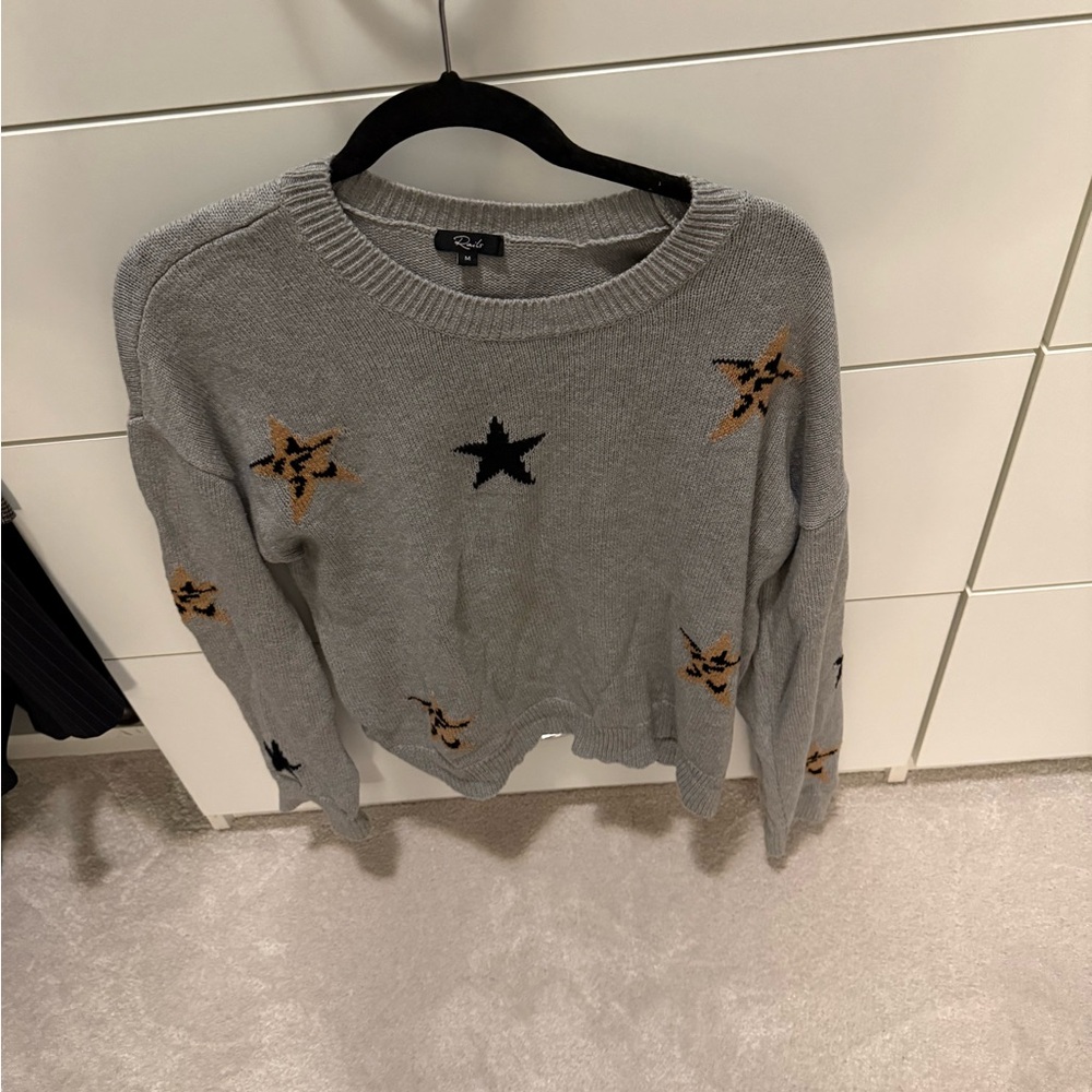 Rails Gray Star Pattern Sweater - image 1